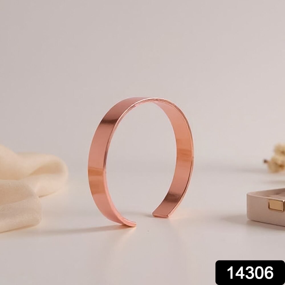 Rose Gold Open Cuff Bracelet – Adjustable Minimalist Kada