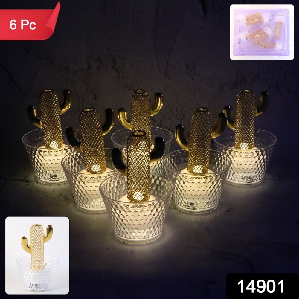 LED Flameless Decorative Candles – Cactus Design, Warm White Glow