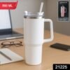 Insulated Stainless Steel Travel Tumbler – 890 ML White with Handle