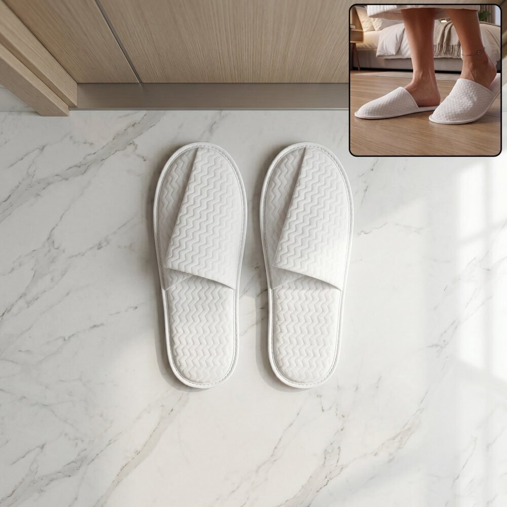 WhiteDisposableSlippers-01.jpg Disposable Hotel Slippers – Hygienic Single-Use Guest Footwear