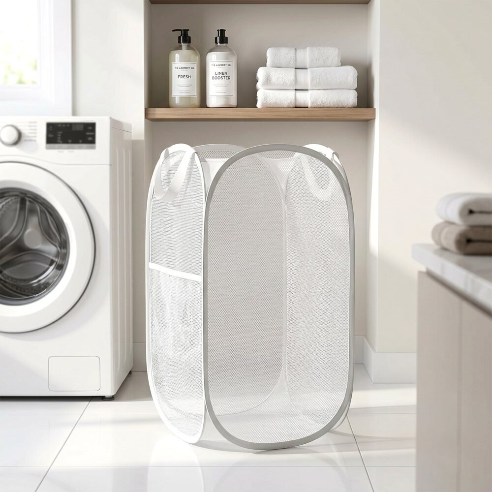 Foldable Mesh Laundry Basket – Space-Saving & Breathable Organizer
