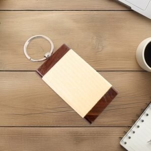 WoodenKeychain01.jpg Wooden Keychain – Premium Dual-Tone Rectangular Key Holder