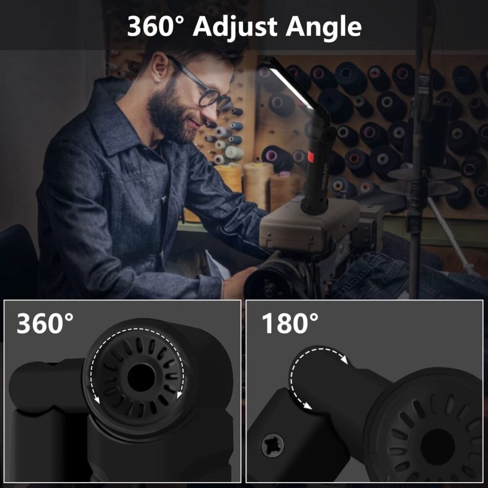 Rechargeable LED Work Light – 360° Adjustable Head & Magnetic Base