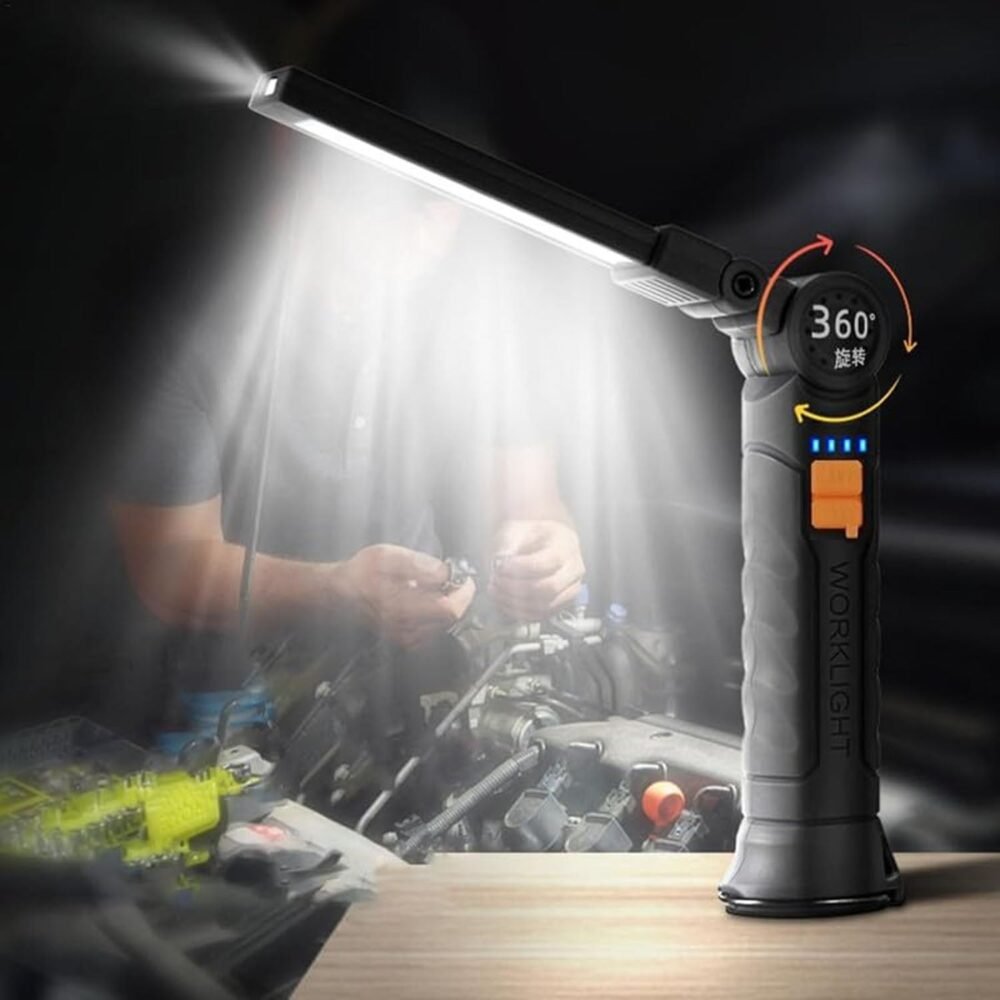 Rechargeable LED Work Light – 360° Adjustable Head & Magnetic Base