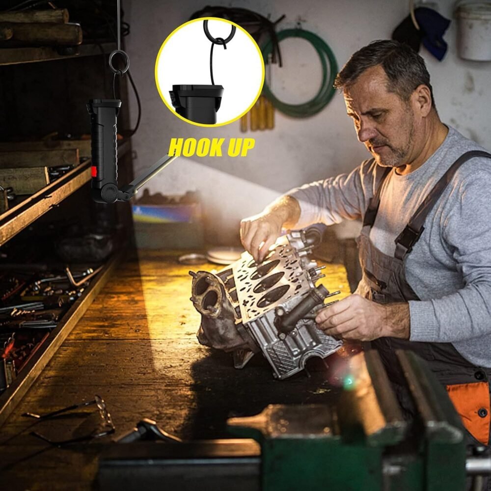 Rechargeable LED Work Light – Compact with Adjustable Arm & Magnetic Base