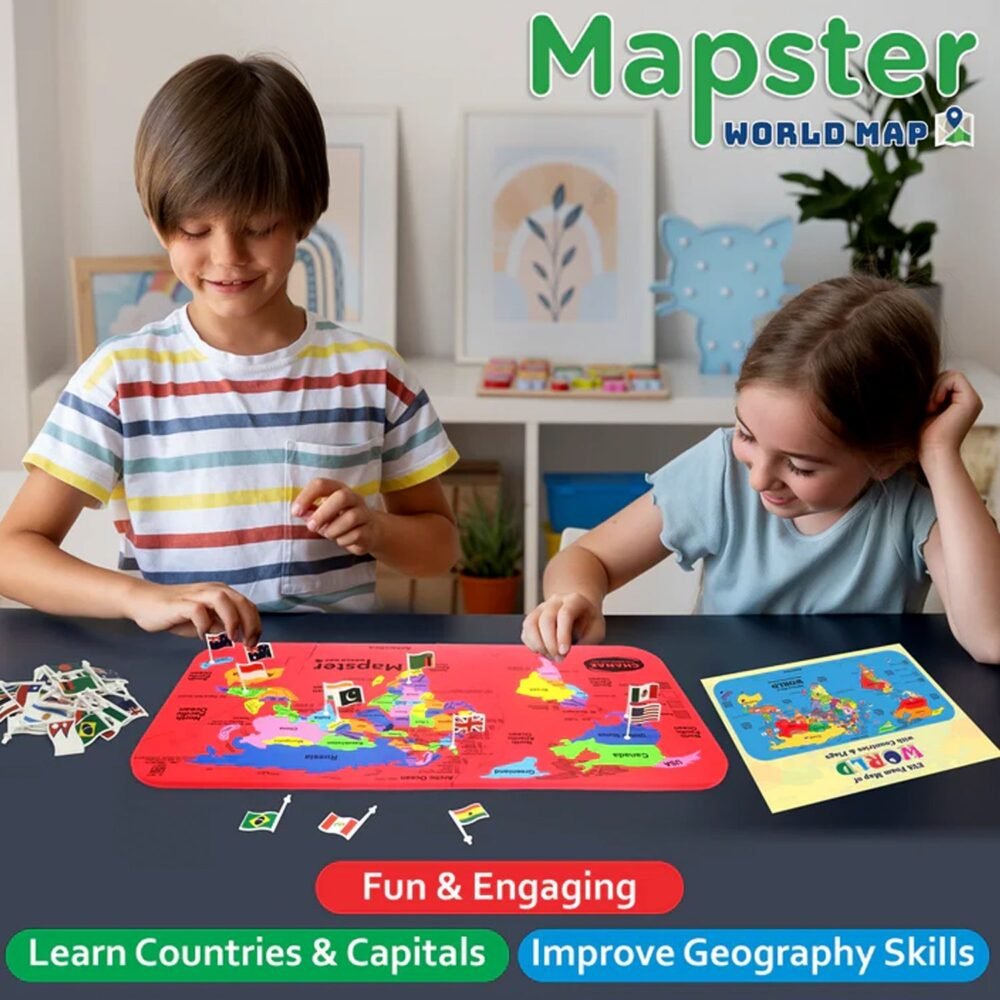 World Map Puzzle – Educational EVA Foam Toy for Kids 5+