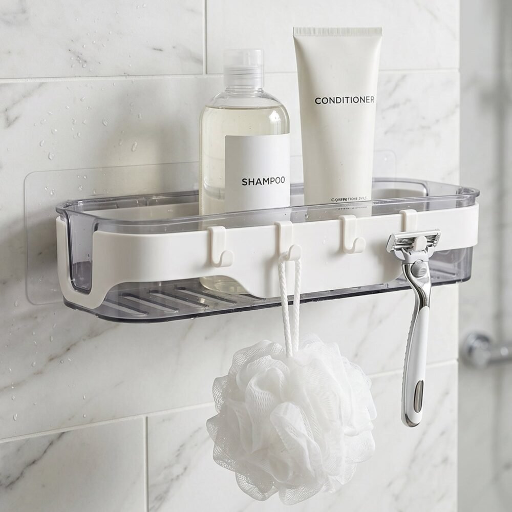bathroom-wall-shelf-5.jpg Bathroom Wall Shelf – Space-Saving with Hooks & Modern Design