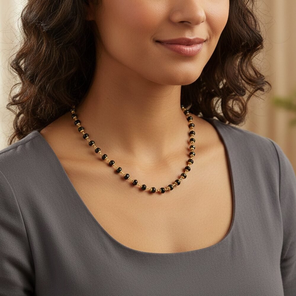 Black Beads Mangalsutra Necklace – Elegant Traditional Jewelry for Women