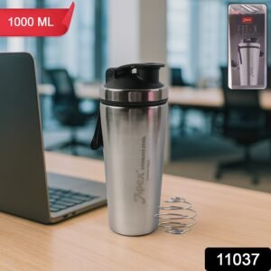 Stainless Steel Gym Shaker Bottle – 1000ml Leak-Resistant Flip Lid