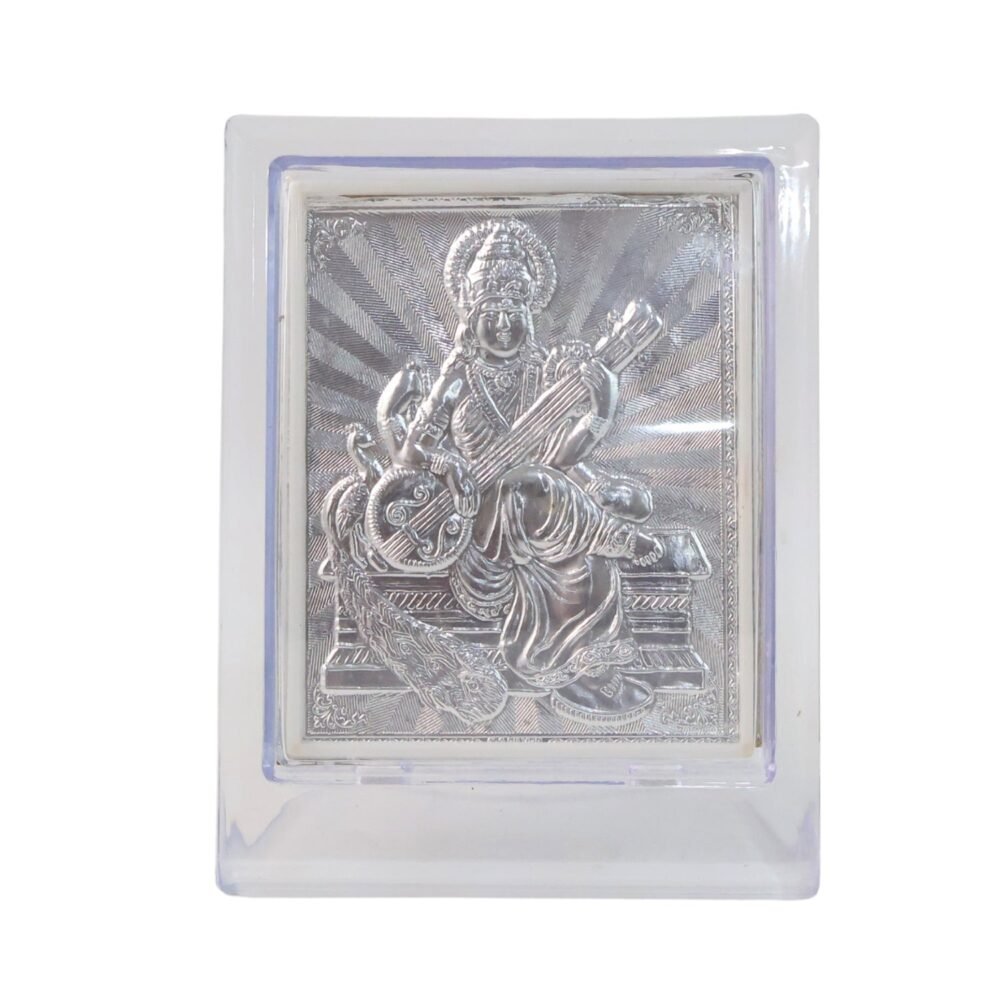 decorative-photo-frame-05_55f0bb07-38d9-48a7-acfe-9e04b1c2cc97.jpg Silver Saraswati Maa Photo Frame – Elegant Spiritual Decor