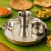 Stainless Steel Pooja Thali Set – Complete 4-Piece Dining Set