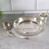 Stainless Steel Pooja Thali Set – Complete 4-Piece Dining Set