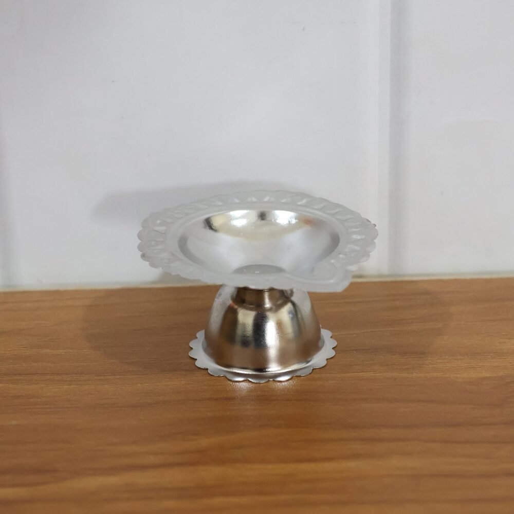 Puja Diya Stand – Stainless Steel Traditional Oil Lamp Holder