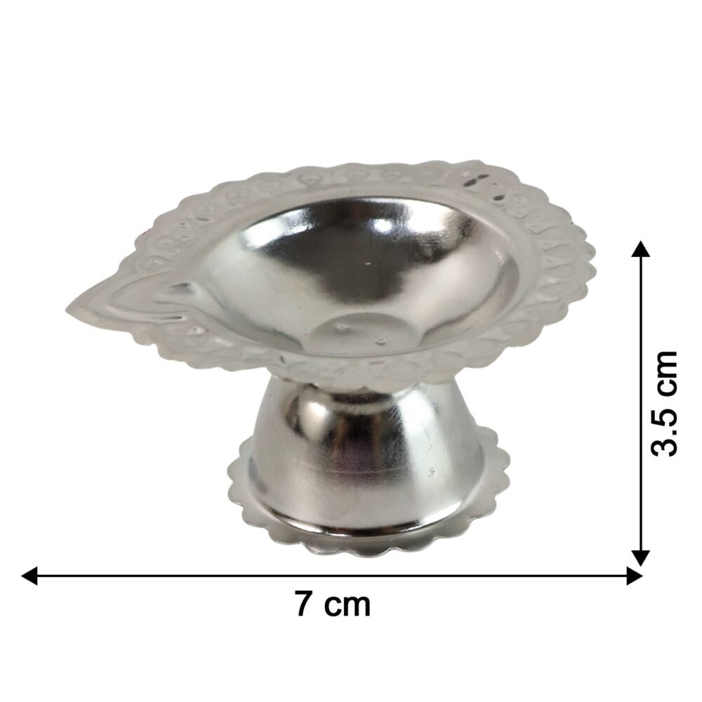 Puja Diya Stand – Stainless Steel Traditional Oil Lamp Holder