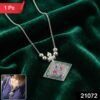 Traditional Square Motif Oxidised Silver Pendant Necklace – Elegant Ethnic Style