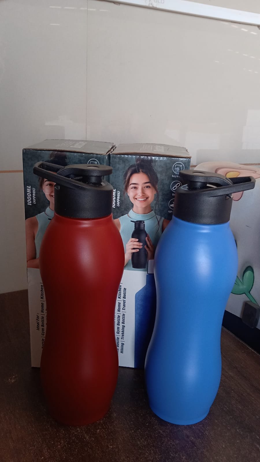 Stainless Steel Water Bottle 1000ML – Leakproof Matte Finish