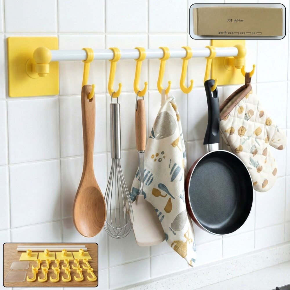 f264e749-a12a-4186-8bcc-6ac161480a69.jpg Wall Mounted Kitchen Rack – Space Saving Multipurpose Organizer