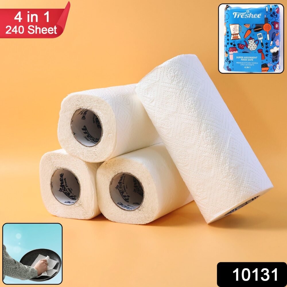 Super-Absorbent Kitchen Roll – 4 Rolls with 240 Sheets