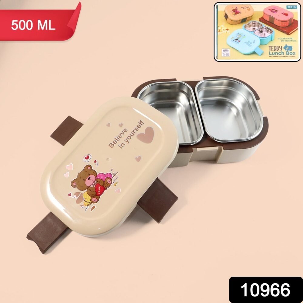 f57a857f-3ac4-4294-87d8-f23b21bcb265.jpg Kids Lunch Box – Cute Teddy Printed 500 ML with Stainless Steel Containers