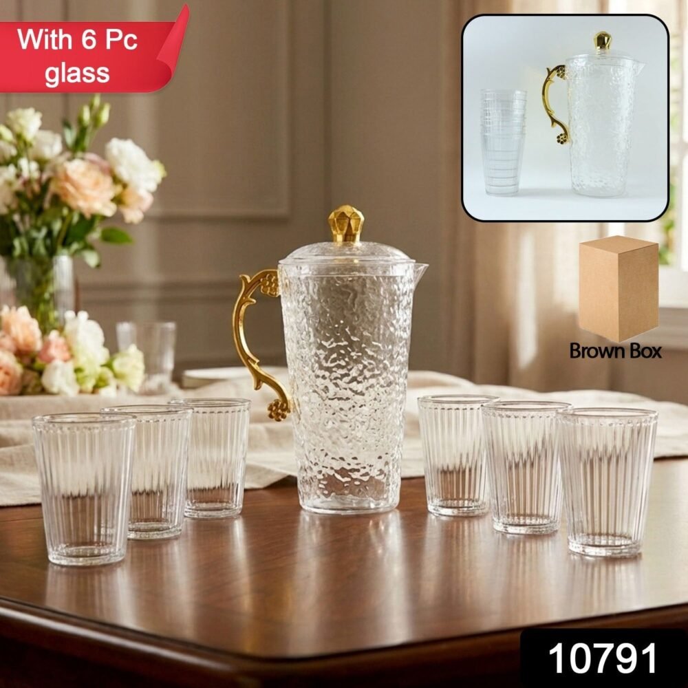 f81c3c91-ad91-4a78-9de3-87afd135eb89_8c5e087c-5eeb-4f59-b066-c5abc284fd29.jpg Textured Glass Water Jug Set – Elegant 1 Jug with 6 Glasses