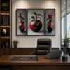 Flower Vase Wall Art – Vibrant Floral 3-Panel MDF Frame