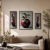 Flower Vase Wall Art – Vibrant Floral 3-Panel MDF Frame