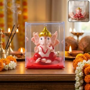ganesh1.jpg Hand-Moving Small Ganesha Idol – Vibrant Red & Gold Decor