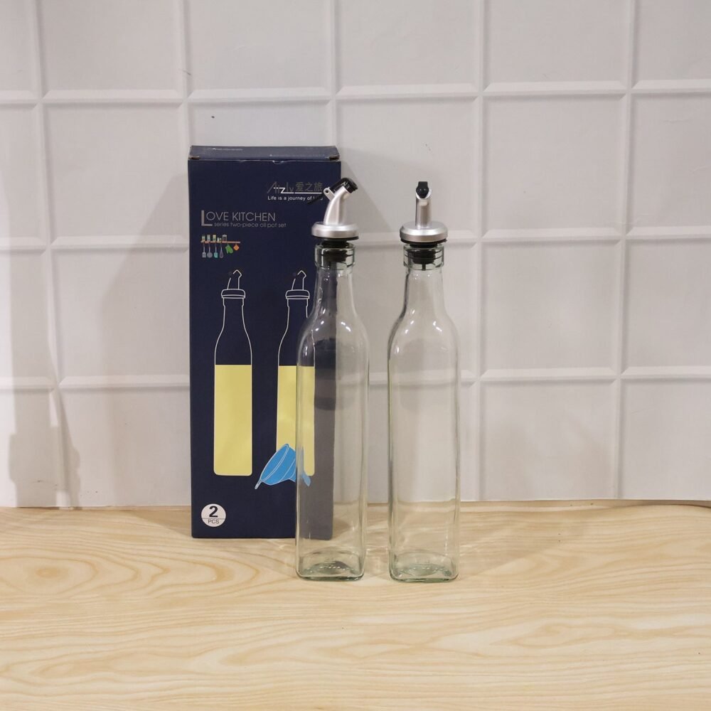 Glass Oil Dispenser Set – Leak-Proof & Stylish Kitchen Accessory