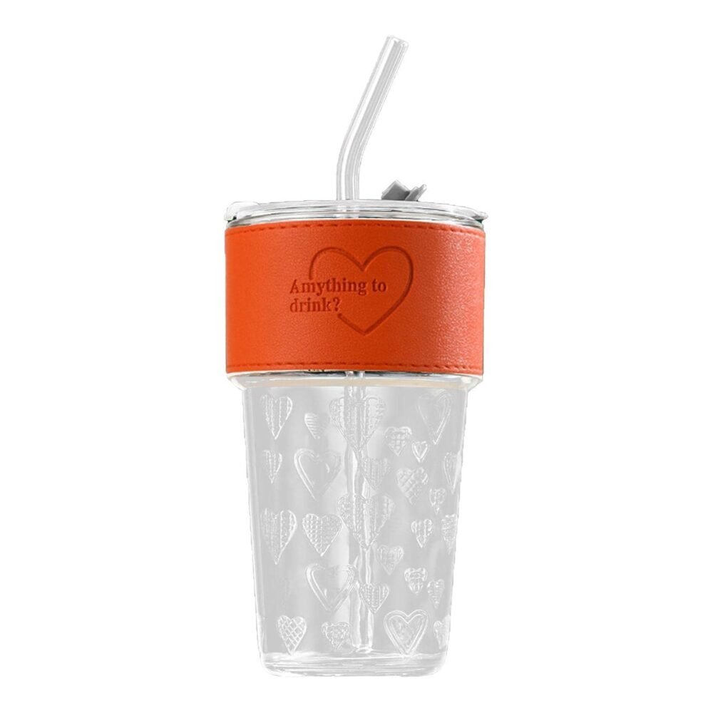 Glass Drinking Tumbler – Spill-Resistant Lid & Elegant Design