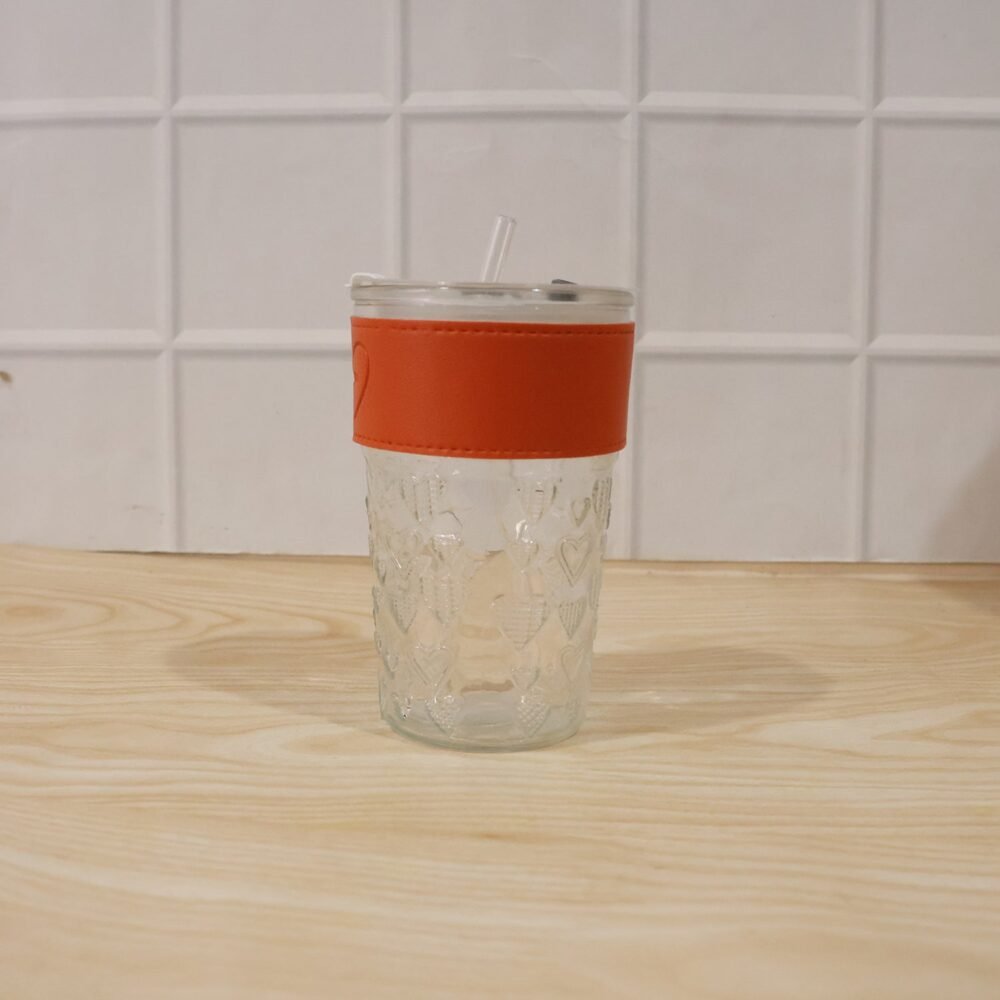 Glass Drinking Tumbler – Spill-Resistant Lid & Elegant Design