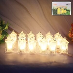 LED Decorative Lantern Lights – Set of 24 Flameless Hexagonal Lamps