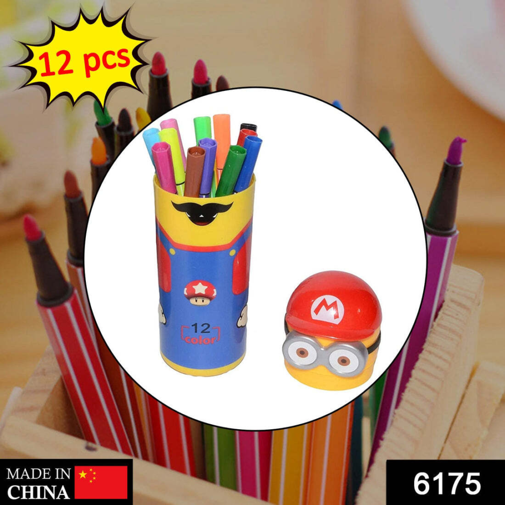 imageedit_0_2342291603 Minions Sketch Pen Set 12 Vibrant Pens for Kids & Return Gifts ,Ink Glow
