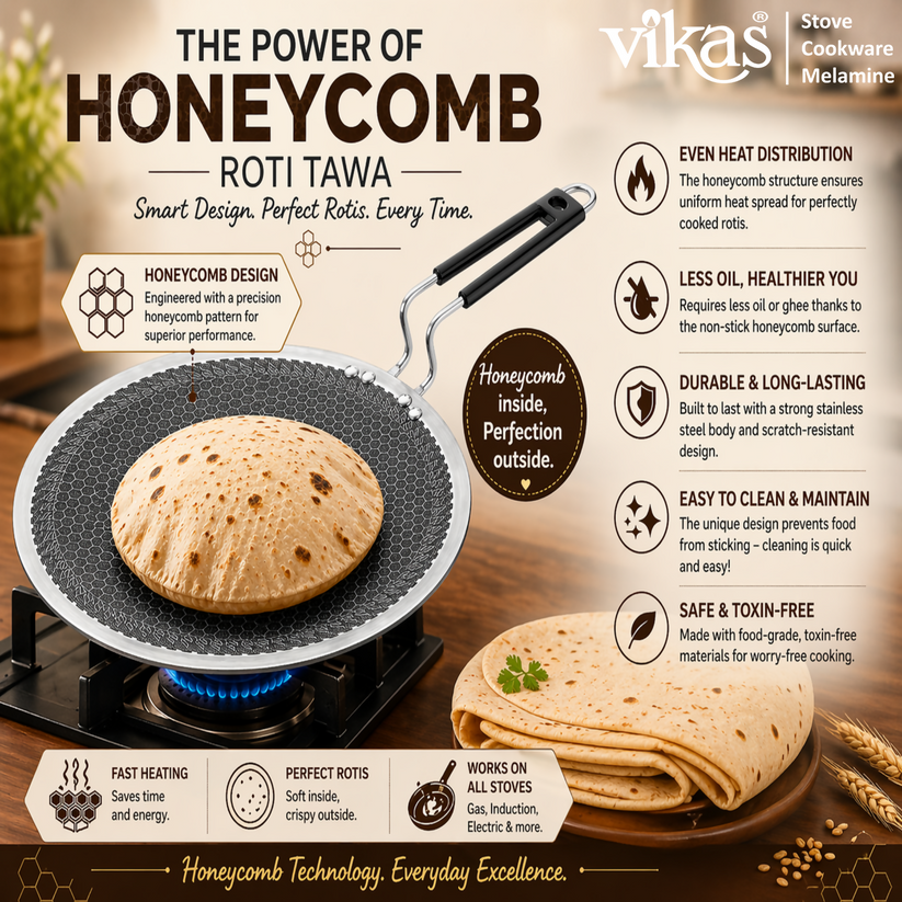 imageedit_0_2579797895 Roti Tawa – Induction Safe, Honeycomb Design for Perfect Rotis - 225mm