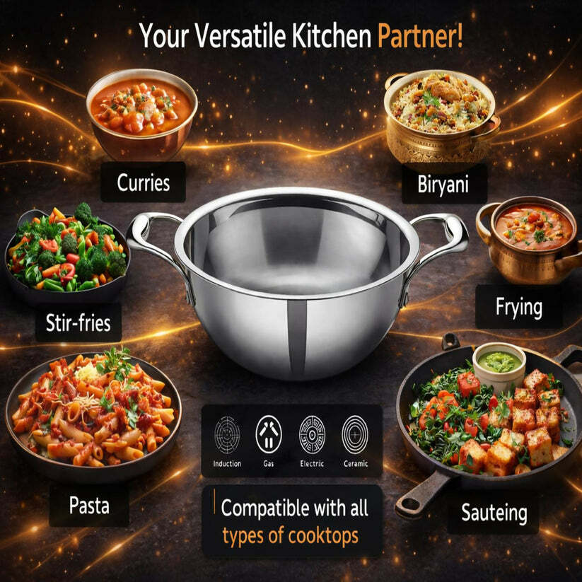 Kadai with Lid – Heavy Duty Stainless Steel