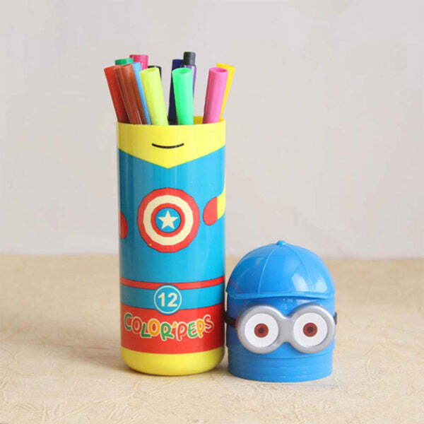 imageedit_0_9171366426 Minions Sketch Pen Set 12 Vibrant Pens for Kids & Return Gifts ,Ink Glow