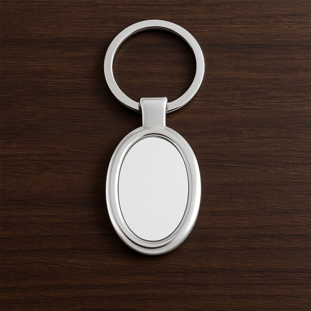 Oval Shape Metal Keychain – Durable Stylish Chrome Finish