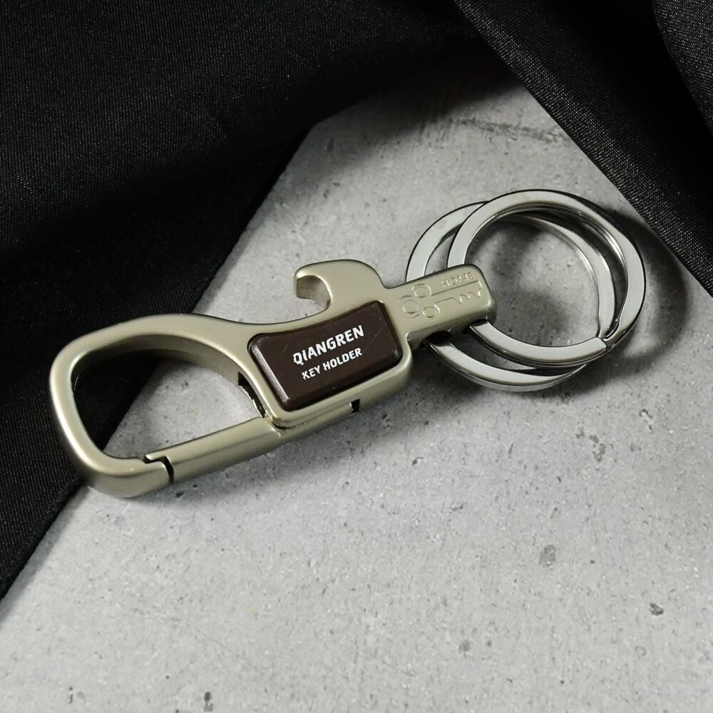 Metal Carabiner Keychain – Durable with Dual Rings & Clip Hook