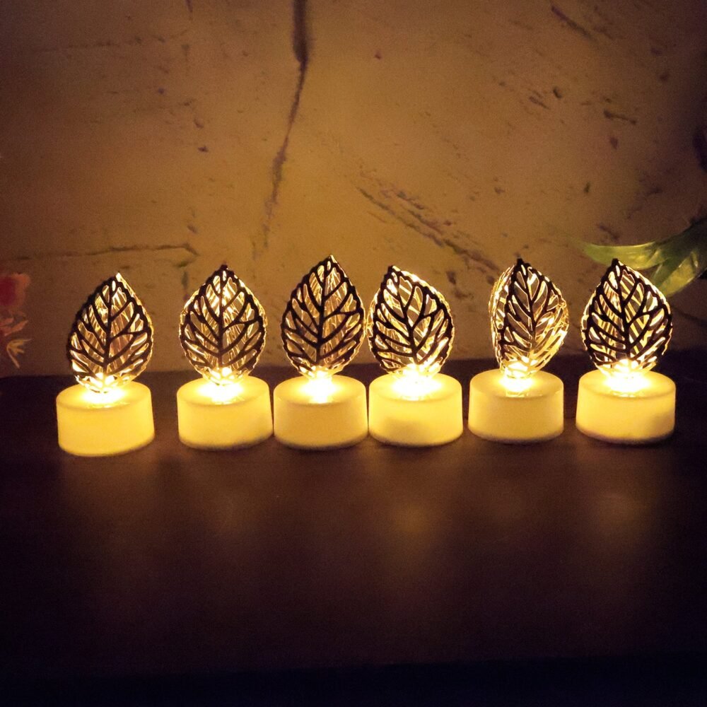 leafLight-05.jpg Leaf Shaped Flameless LED Candles – Elegant Decorative Set of 12