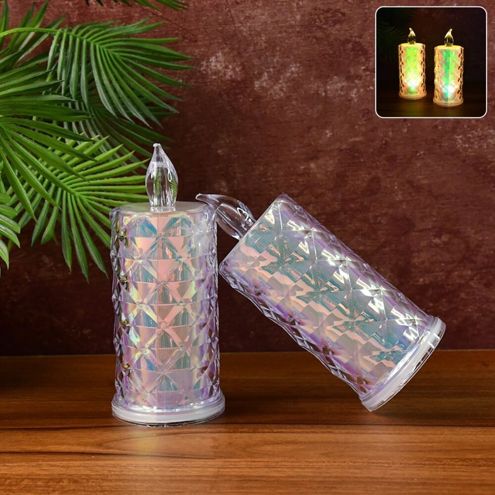 LED Candle Lights – Decorative Holographic Set of 2 with Flickering Glow