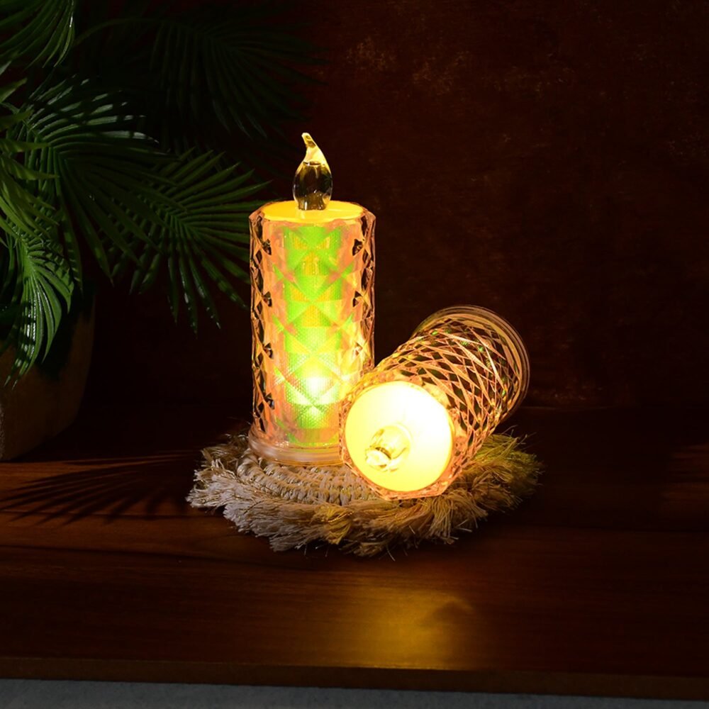LED Candle Lights – Decorative Holographic Set of 2 with Flickering Glow