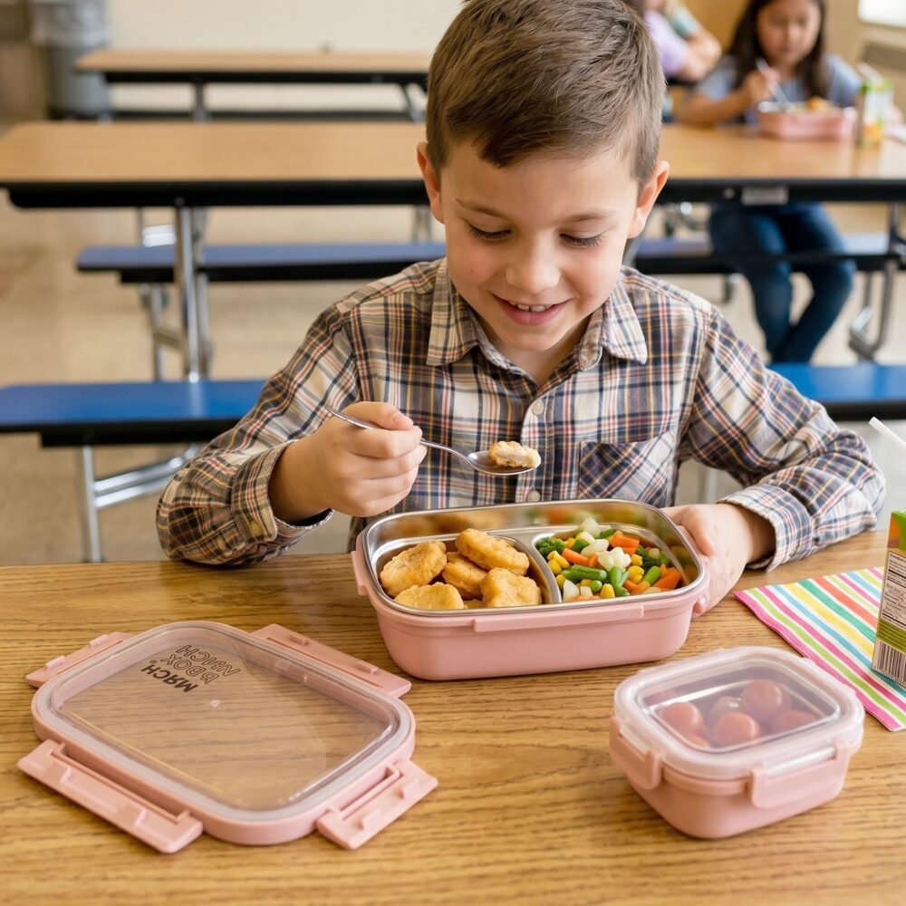 Kids Stainless Steel Lunch Box Set – Leak-Proof & Durable