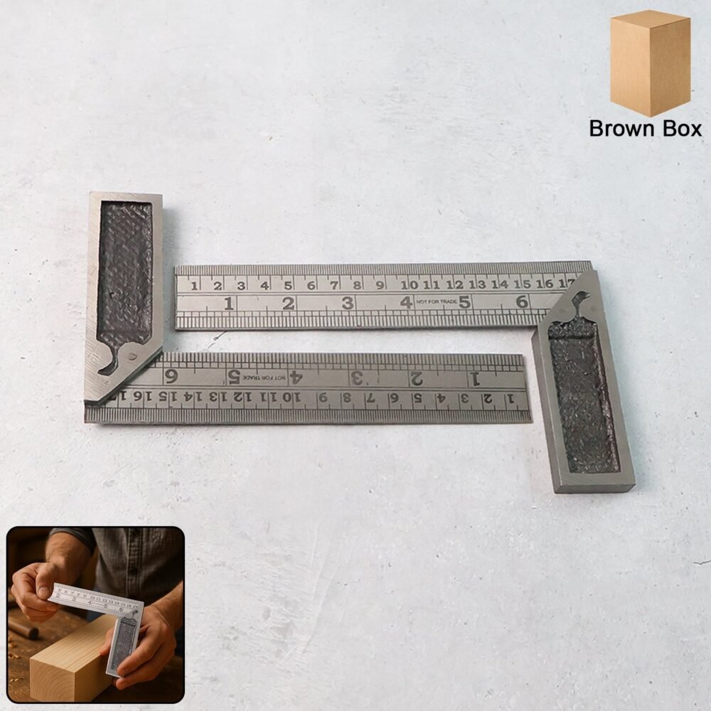Metal Try Square Ruler Set – Durable 2-Piece Precision Tool