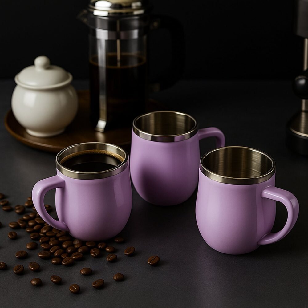 Double Wall Stainless Steel Mug Set – Insulated 6-Pc 200ml