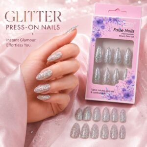 Glitter Press-On False Nails – Reusable Glossy Mix Designs