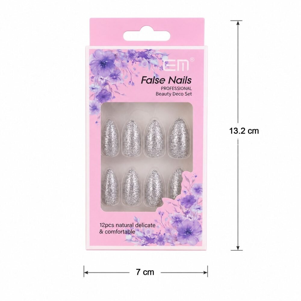 Glitter Press-On False Nails – Reusable Glossy Mix Designs