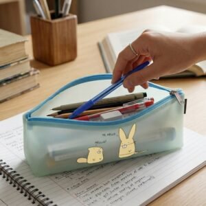 Cute Cartoon Transparent Pencil Pouch – Waterproof & Stylish Organizer