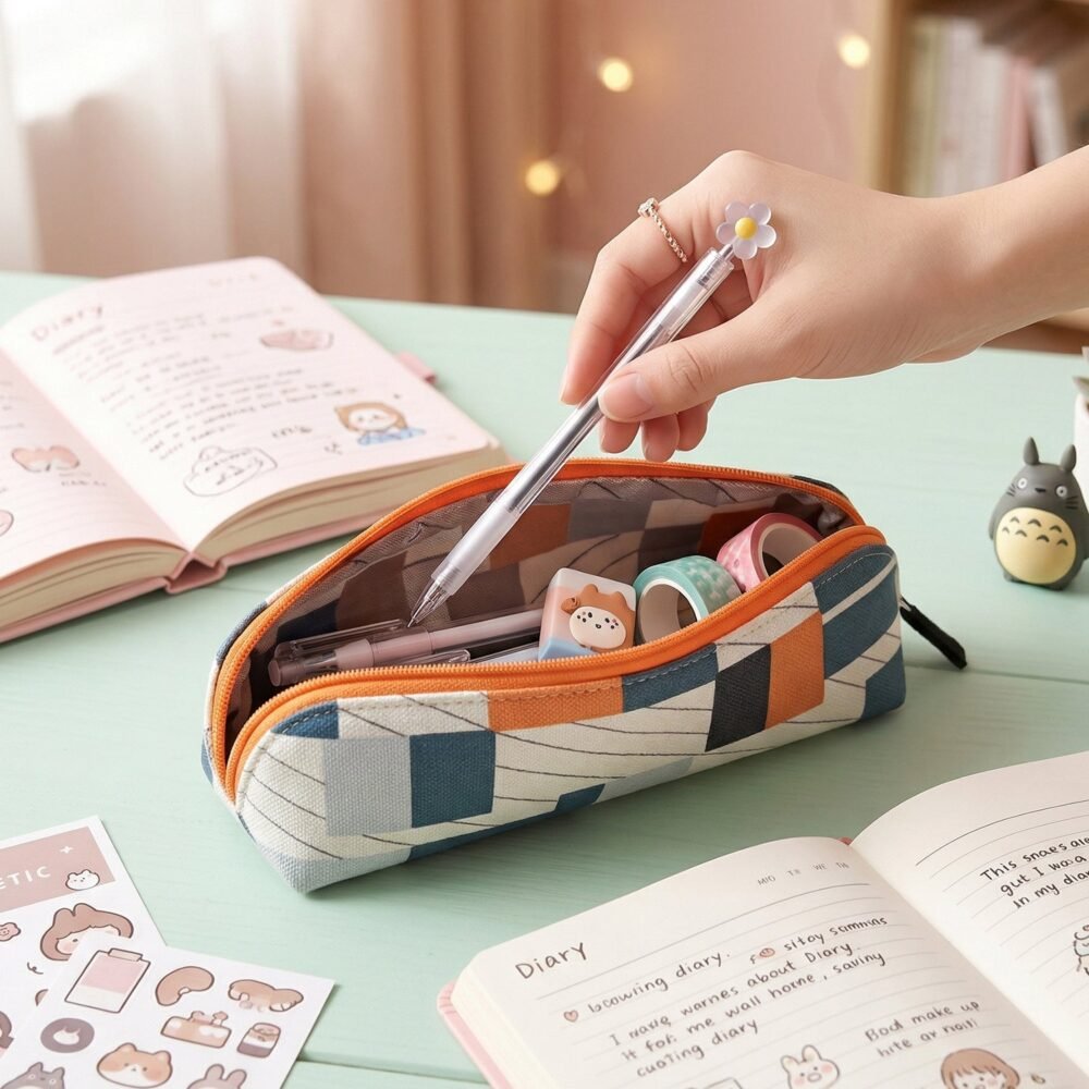 pencilpouch4-03.jpg Designer Fabric Zipper Pencil Pouch – Compact & Stylish Organizer