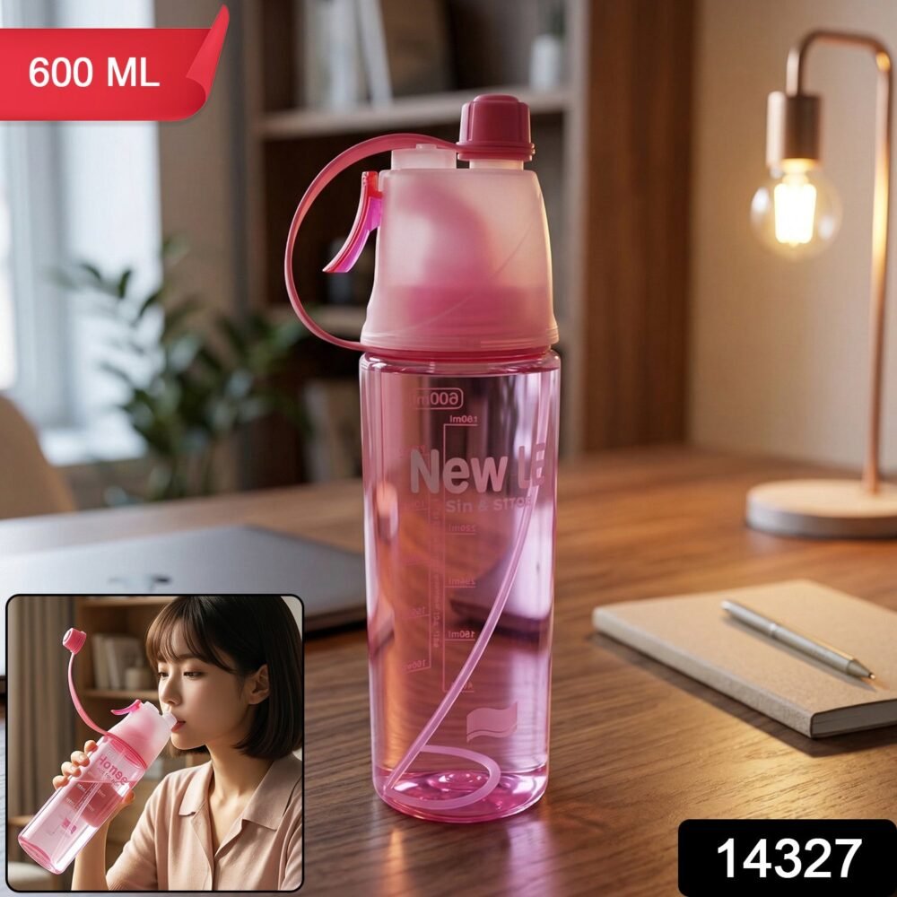 Sports Water Bottle – 600ML Dual Function with Mist Spray