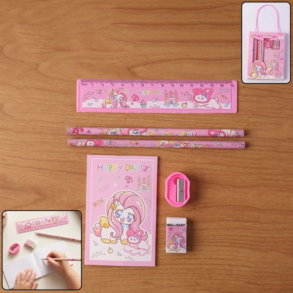 Cartoon Stationery Gift Set – Complete Kids School Supplies with Unicorn Design
