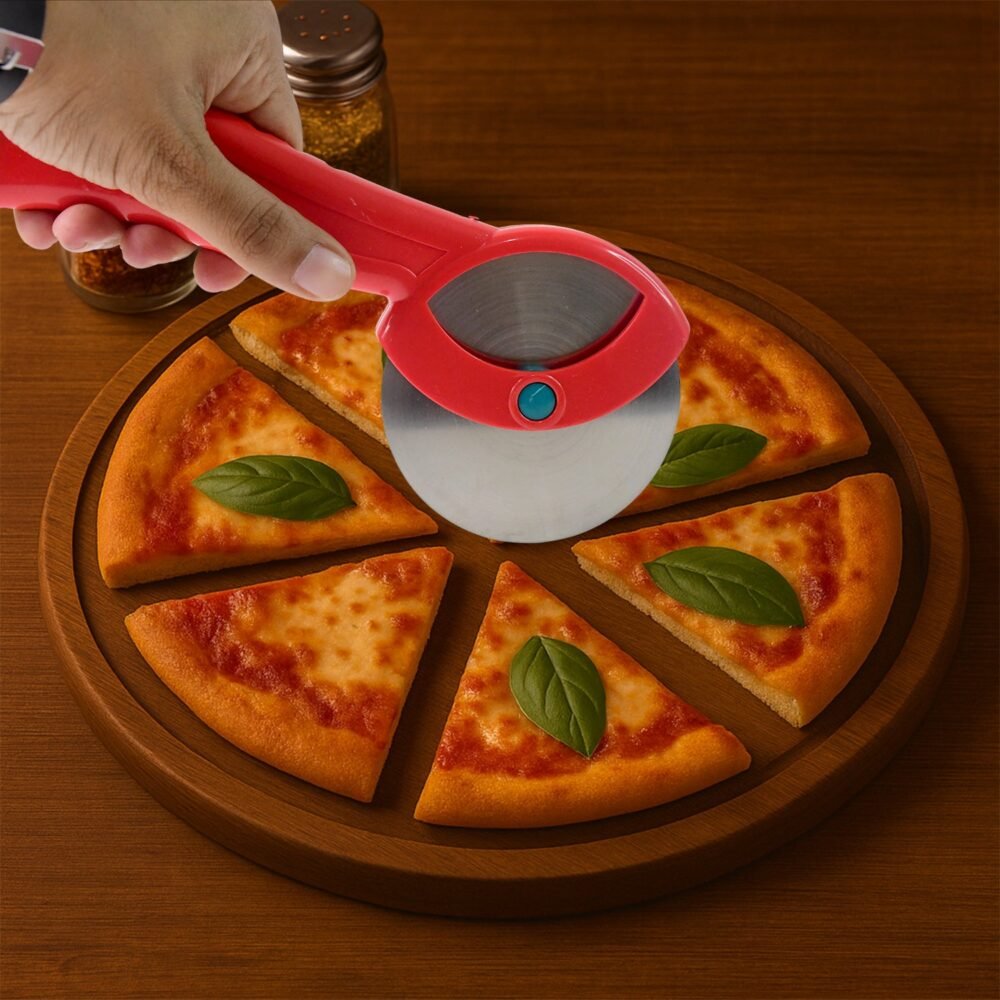 Stainless Steel Pizza Cutter – Ergonomic Grip & Sharp Rotary Blade